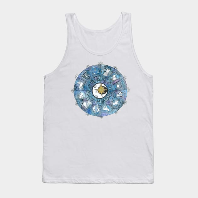 Watercolor Zentangle Zodiac Chart Tank Top by ally1021